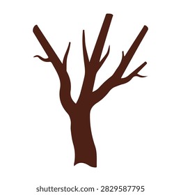 A stark silhouette of a leafless tree with multiple branches against a plain background, emphasizing natural form and structure.