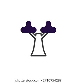 Una ilustración cruda y simple presenta un árbol estilizado. Sus líneas limpias y su forma geométrica ofrecen una interpretación moderna y artística. Los colores contrastantes acentúan el diseño minimalista,