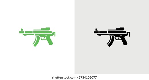 A stark visual comparison of a submachine gun depicted in green and black.