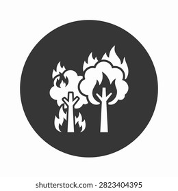 Stark wildfire symbol highlighting forest fire hazards and disaster.