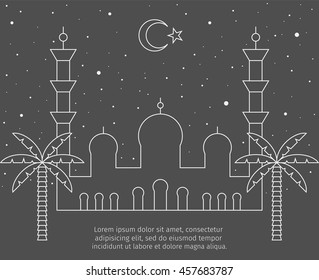 Starlight Night. Religious concept background for ramadan celebration. Line design. Vector illustration.