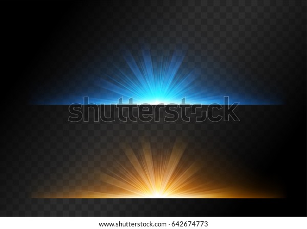 Starlight sets with yellow and blue\
color on dark transparent background. Vector\
Illustration