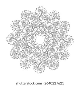 Starlight Soothe Mandala template Coloring Book Page. Easy Mandala Coloring Book Pages for Adults to Relax, Experiences Give Relief. Resizeable Vector File