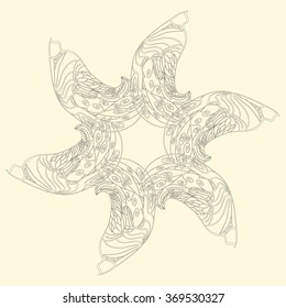 star-like ornamental pattern from colored doodle elements