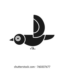 Starling bird icon flat black
