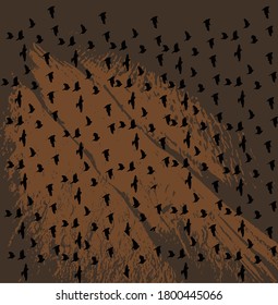 Starling Evening Murmuration Birds Background Vector Illustration