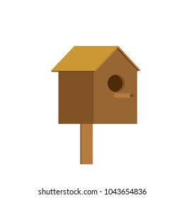 Starling house is isolated. House for birds. Vector illustration