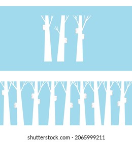 Starling-house on the trunk, seamless pattern