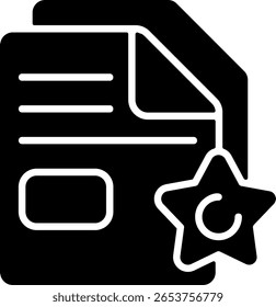 Ícone minimalista Semi Sólido de arquivo marcado com estrelas ou com indicadores