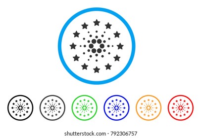 Starred Cardano rounded icon. Style is a flat gray symbol inside light blue circle with additional color versions. Starred Cardano vector designed for web and software interfaces.