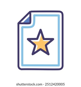 Starred document. Simple icon depicting a document with a star, symbolizing excellence, achievement or recognition.