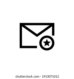 Starred email symbol icon in outline style. Message and email symbols with conditions. Vector