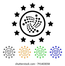 Starred Iota icon. Vector illustration style is a flat iconic starred iota black symbol with grey, yellow, green, blue color variants. Designed for web and software interfaces.
