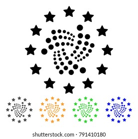 Starred Iota icon. Vector illustration style is a flat iconic starred iota black symbol with gray, yellow, green, blue color versions. Designed for web and software interfaces.