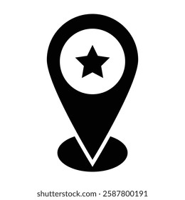 Starred Location Vector Glyph Icon Vector Design