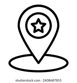 Starred Location Vector Line Icon Design
