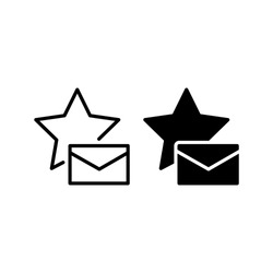 Starred mail icon. with outline and glyph style