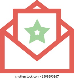 Starred mail icon in trendy flat style isolated on white background