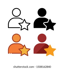 Starred Person Icon. With Outline, Glyph, Filled Outline And Flat Style