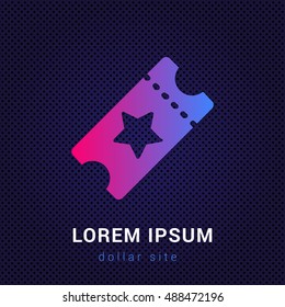 Starred Ticket Blue & Red colorful gradient attractive bright material Icon / Logo Design