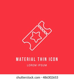 Starred Ticket Bright red material designed line thin flat icon / logo