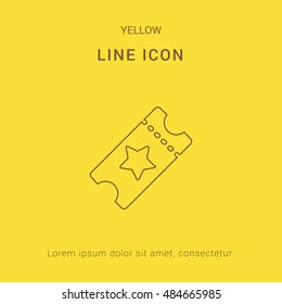 Starred Ticket Cute yellow thin line icon / logo Design