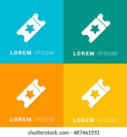 Starred Ticket Four Color Material Designed Icon / Logo
