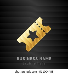 Starred Ticket Gold And Black Silk Fashion Premium Icon / Logo