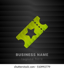 Starred Ticket Lime Green and Black silk fashion premium icon / Logo