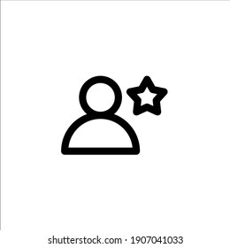 Starred user icon in outline style. Icon for user management.