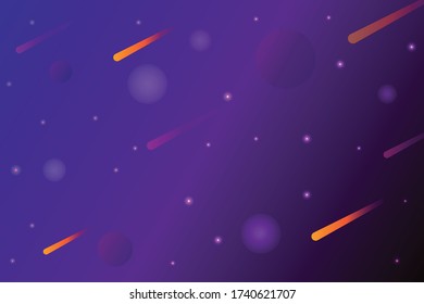 Starry abstract sky with falling comets stars.