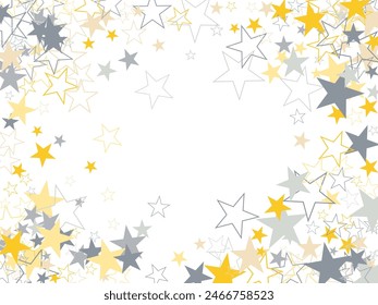 Starry background. Abstract brown and gray star confetti on a pale pink background.  Holiday confetti in US flag colors for President Day. 