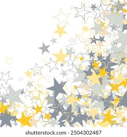 Starry background. Abstract brown and gray star confetti on a pale pink background.   Effect Constellation Banner. Carnival Starfall Pattern. 