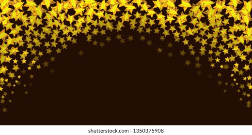 Starry background. Asterisks. Gold stars on a black background. Background for greeting card. Vector graphics