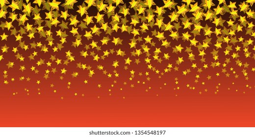 Starry background. Asterisks. Gold stars on a blue background. Background for greeting card. Vector graphics