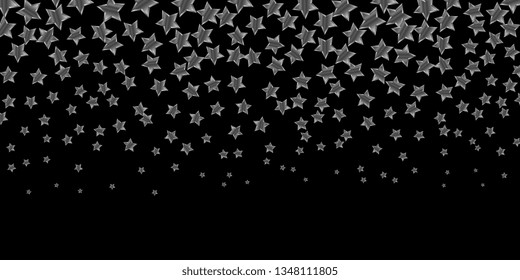 Starry background. Asterisks. Light stars on a black background. Background for greeting card. Vector graphics
