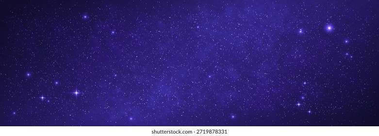 Fondo estrellado. Hermoso Fondo de pantalla Vía Láctea. Galaxia brillante con estrellas brillantes. Fondo de cosmos con polvo de estrellas para póster, Anuncio o folleto. Ilustración vectorial.