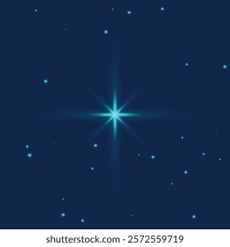 Starry background with a bright star in the center. Vecto