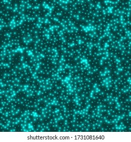 Starry background. Stars densely scattered on cyan background. Appealing glowing space cover. Beautiful vector illustration.