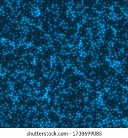 Starry background. Stars densely scattered on space blue background. Appealing glowing space cover. Artistic vector illustration.