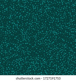 Starry background. Stars evenly scattered on cyan background. Amazing glowing space cover. Classy vector illustration.