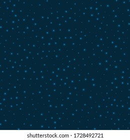 Starry background. Stars evenly scattered on space blue background. Amazing glowing space cover. Cool vector illustration.