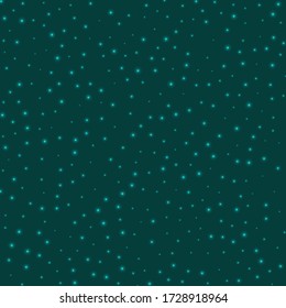 Starry background with stars evenly scattered on a cyan background. Amazing glowing space cover. Powerful vector illustration.