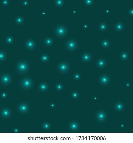 Starry background. Stars evenly scattered on cyan background. Appealing glowing space cover. Superb vector illustration.