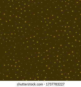 Starry background. Stars evenly scattered on yellow background. Amazing glowing space cover. Modern vector illustration.