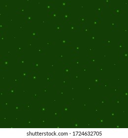Starry background. Stars sparsely scattered on green background. Amazing glowing space cover. Superb vector illustration.