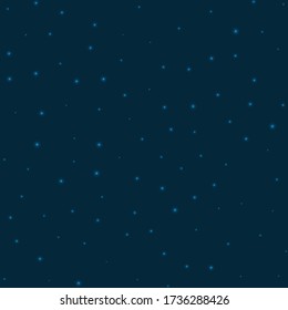 Fondo estrellado. Estrellas dispersas en un fondo azul espacial. Una asombrosa cubierta espacial brillante. Ilustración vectorial radiante.
