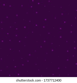 Starrer Hintergrund. Sterne sind spärlich auf rosa Untergrund verstreut. Erstaunlich glänzende Raumabdeckung. Lebhafte Vektorgrafik.