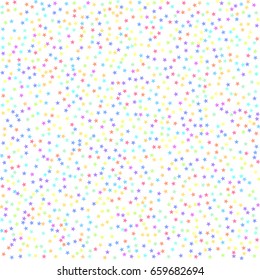 Starry Background. Background of stars. Vector isolated confetti on white background pattern. Square card vector. Small stars. Template for holiday designs, invitation, party, birthday, wedding. 