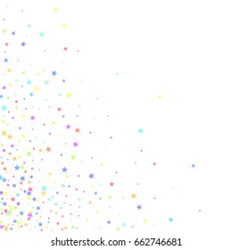 Starry Background. Background of stars. Vector isolated confetti on white background pattern. Square card vector. Small stars. Template for holiday designs, invitation, party, birthday, wedding. 